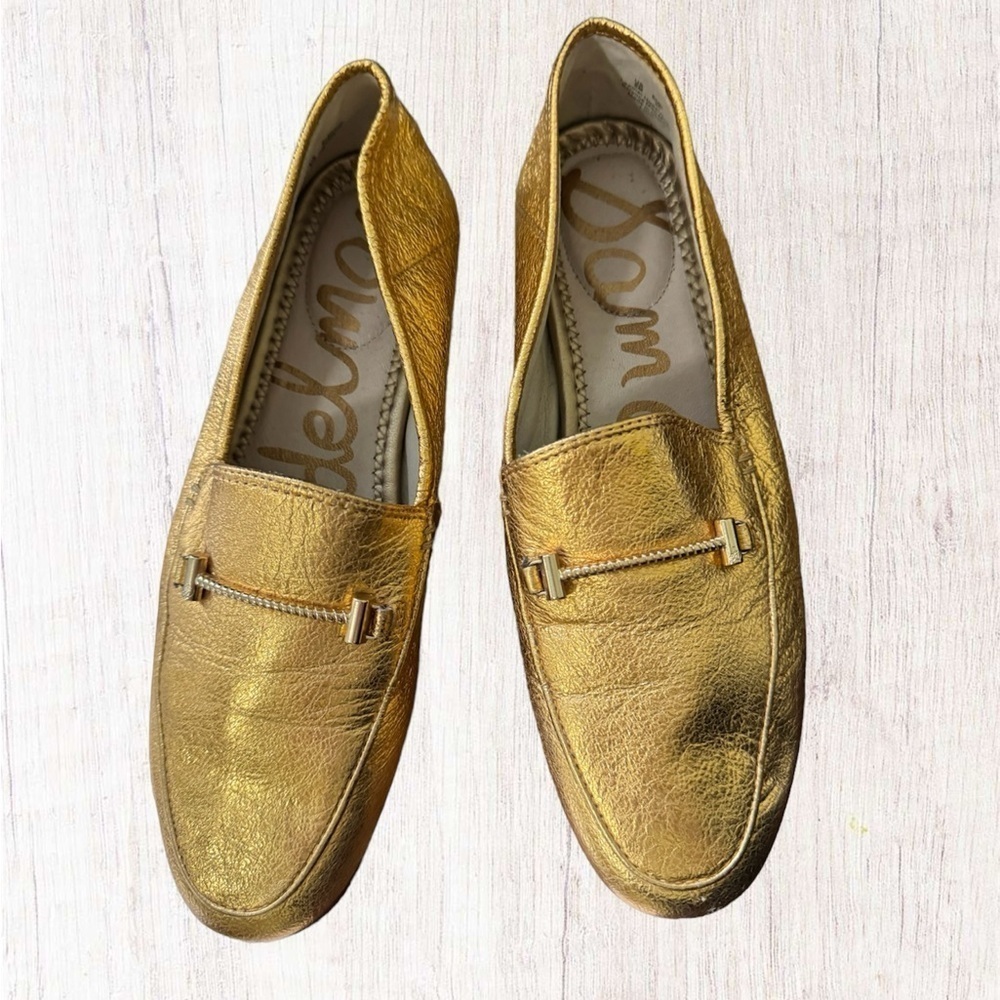 Sam Edelman Loafers Flats Gold Metallic size 5 Women’s - Picture 2 of 7
